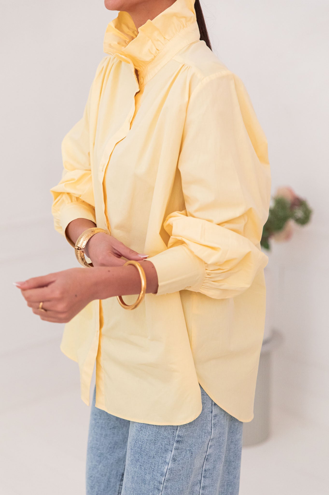 LÉONIE Jaune - Chemise Col Victorien