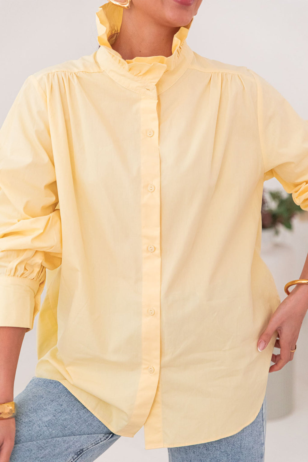 LÉONIE Jaune - Chemise Col Victorien