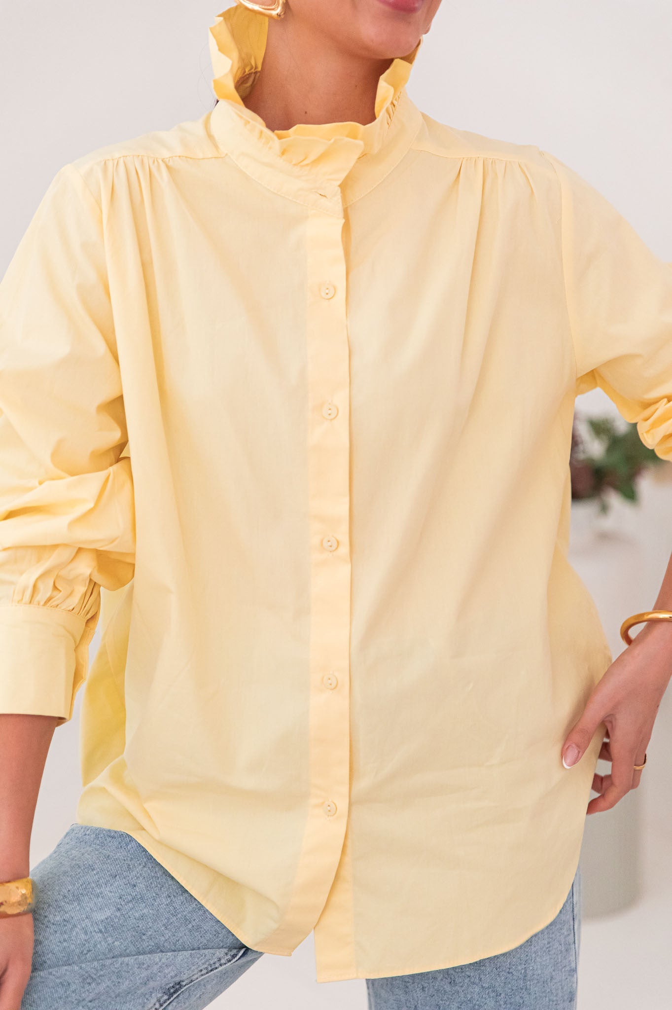 LÉONIE Jaune - Chemise Col Victorien