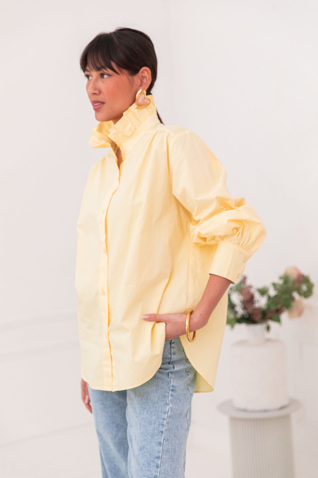 LÉONIE Jaune - Chemise Col Victorien