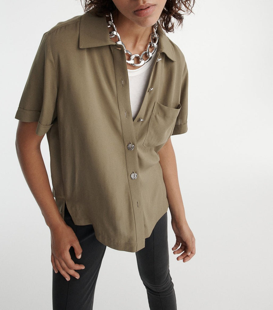 Chemise Kaki Fluide À Poche Poitrine - Femme - The Kooples - The Bradery