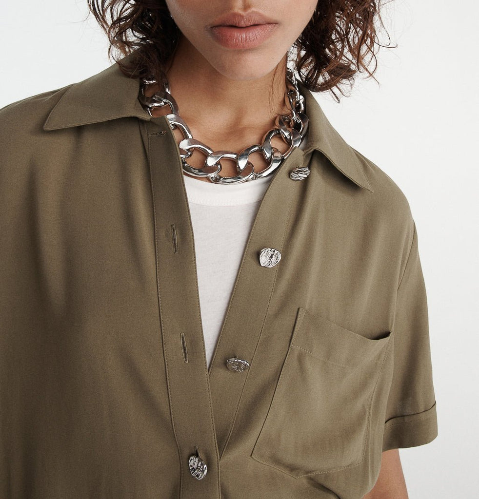Chemise Kaki Fluide À Poche Poitrine - Femme - The Kooples - The Bradery