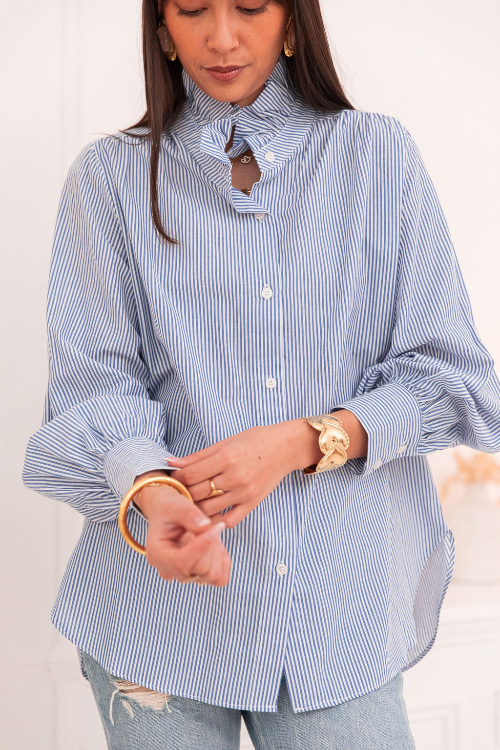 DOTTI Bleue - Chemise Col Victorien