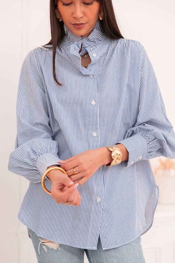 DOTTI Bleue - Chemise Col Victorien