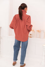 LÉONIE Terracotta - Chemise Col Victorien