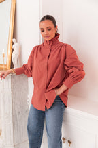 LÉONIE Terracotta - Chemise Col Victorien