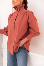 LÉONIE Terracotta - Chemise Col Victorien
