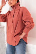 LÉONIE Terracotta - Chemise Col Victorien