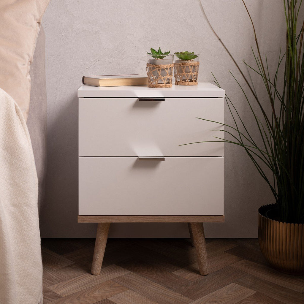 Chevet 2 Tiroirs L40 cm - Copenhague - Blanc