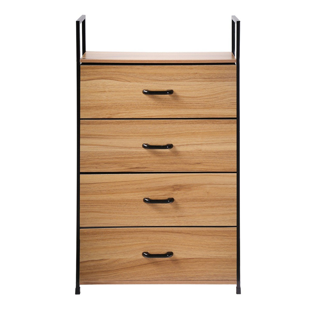 Chiffonnier 4 Tiroirs Façade Décor Bois - L60 cm - Décor Bois Foncé