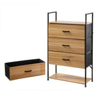 Chiffonnier 4 Tiroirs Façade Décor Bois - L60 cm - Décor Bois Foncé