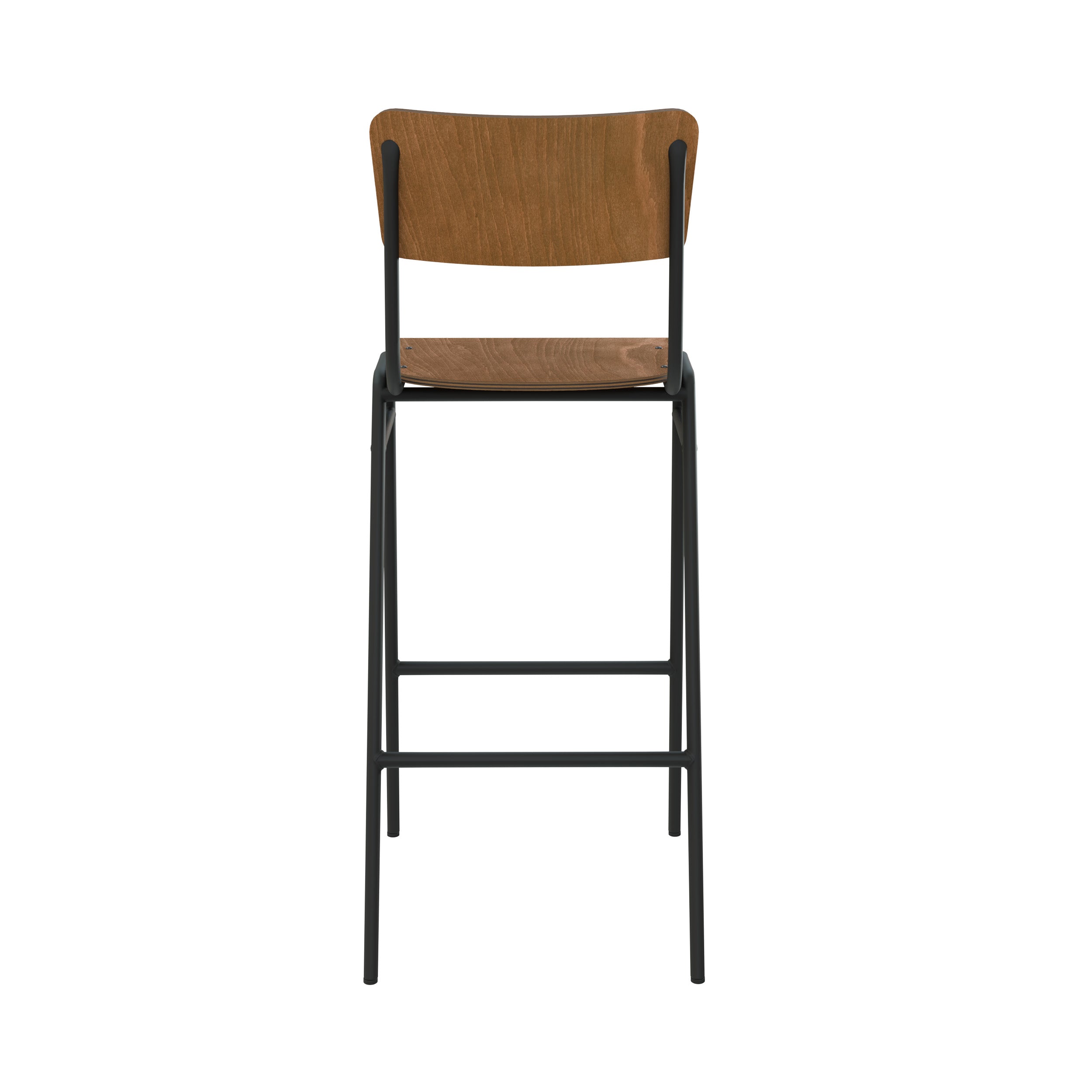 clem chaise de bar ecolier pieds metal bois fonce 75 cm