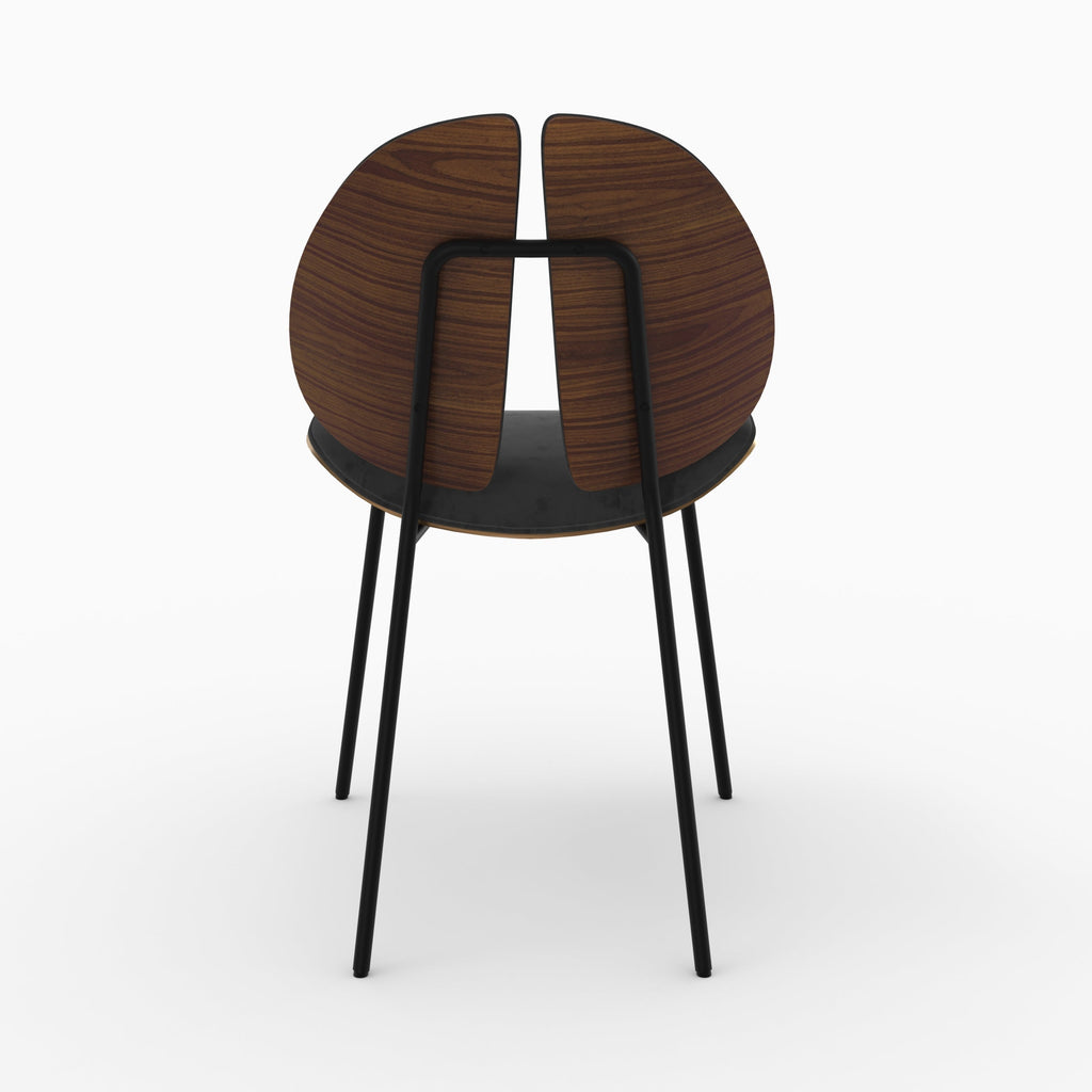 coccinelle chaise en bois de noyer fonce et velours noir unite