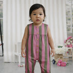 Combinaison Gabriel Rayée - Bébé Fille - Rayures Old Pink & Olive