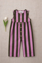Combinaison Gabriel Rayée - Bébé Fille - Rayures Old Pink & Olive