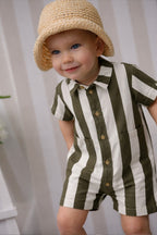 Combinaison Charly Maxi Rayures - Bébé Garçon - Olive & White