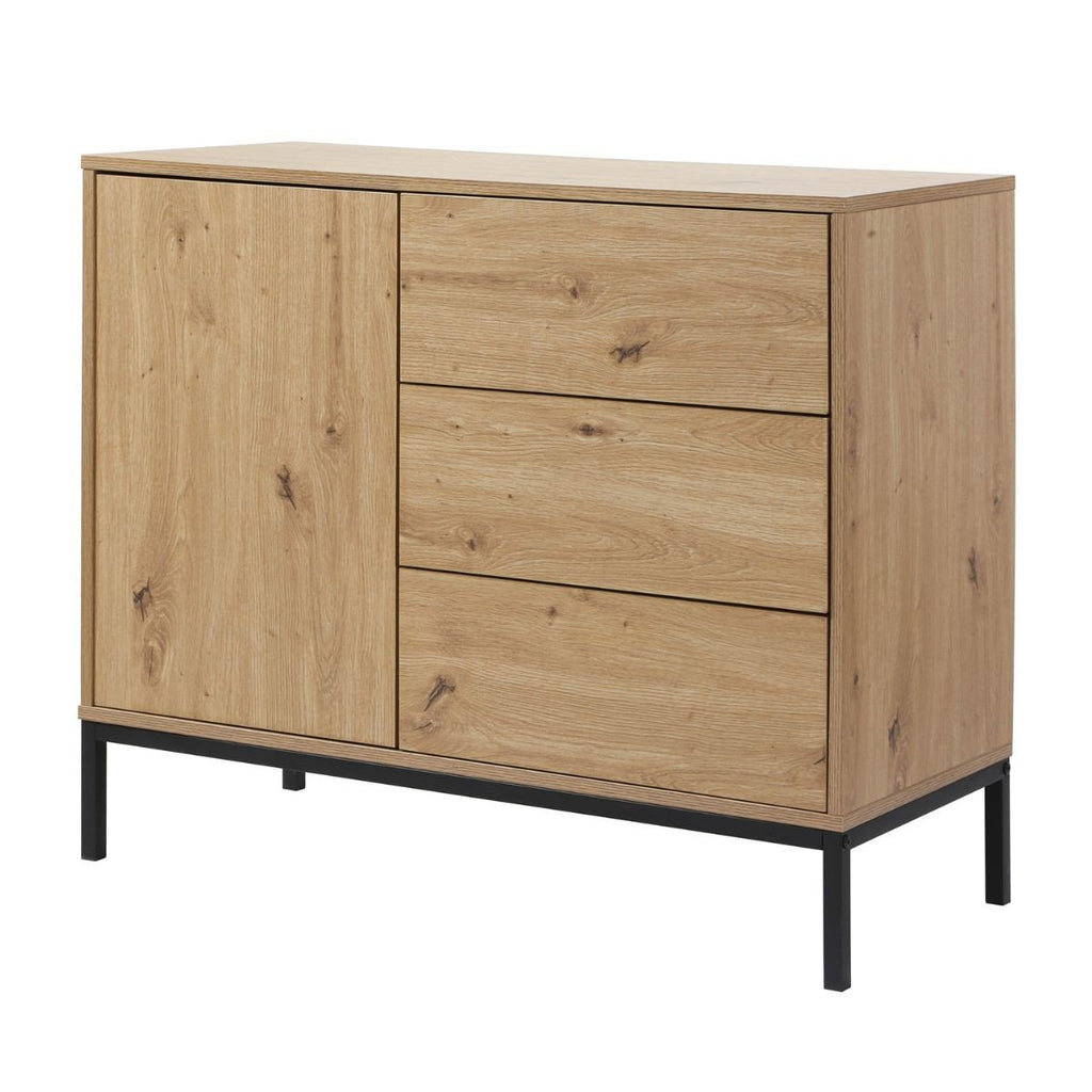 Lenny - Commode 3 Tiroirs / 1 Porte - Chêne