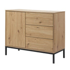 Lenny - Commode 3 Tiroirs / 1 Porte - Chêne