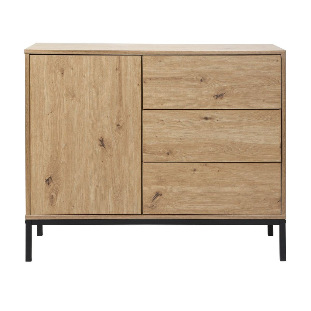 Lenny - Commode 3 Tiroirs / 1 Porte - Chêne