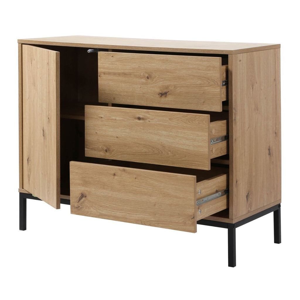Lenny - Commode 3 Tiroirs / 1 Porte - Chêne