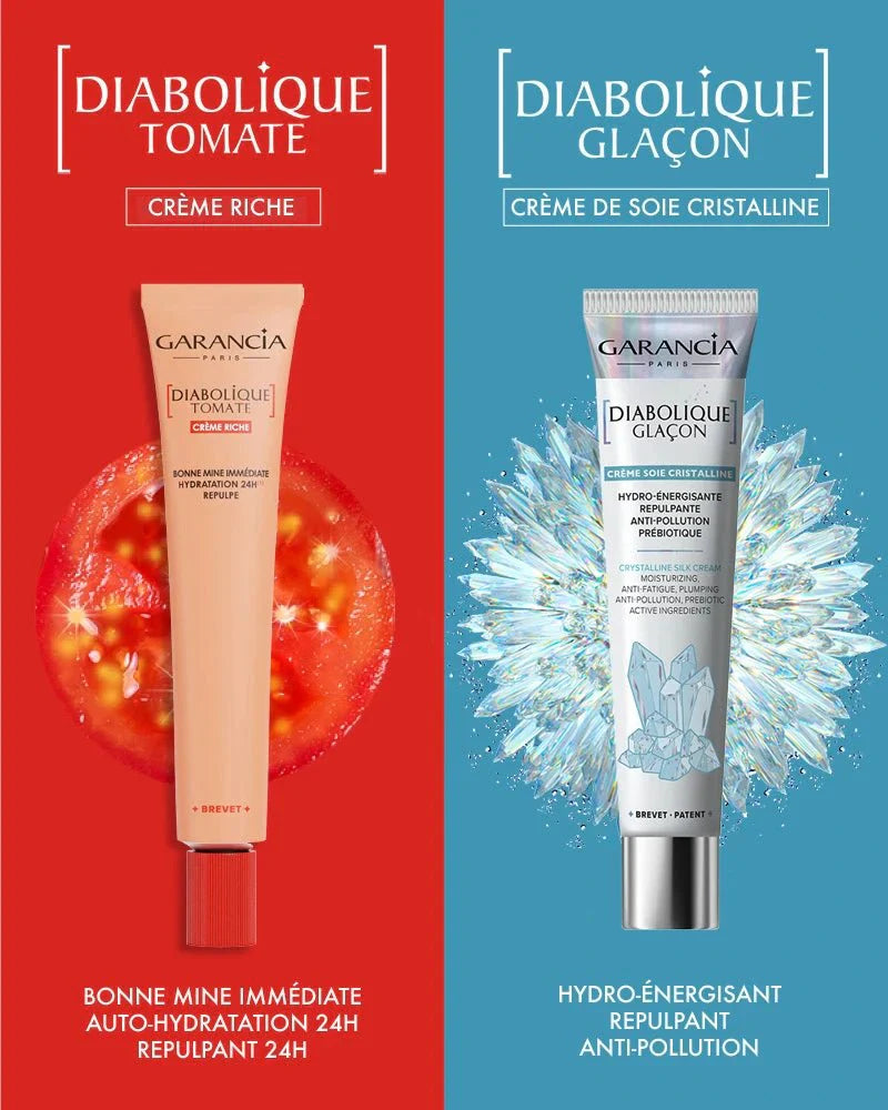 comparaison du la crème de soie cristalline diabolique glaçon et de la crème de jour - diabolique tomate crème riche