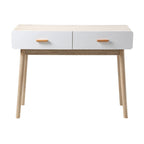 Console 2 Tiroirs Scandinave Bois Et Blanc - L100xH75cm - Décor Bois