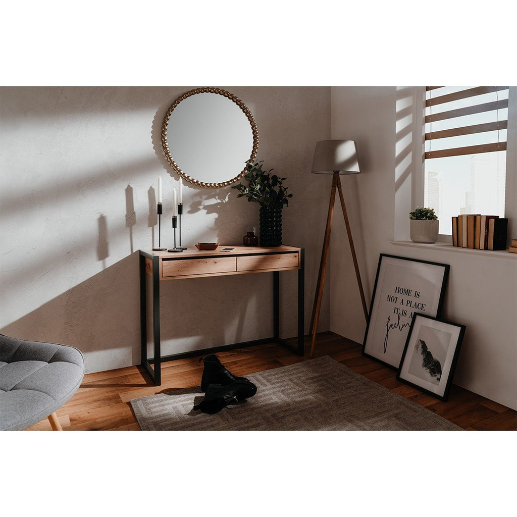 Console Industrielle 2 Tiroirs L100 cm - Denver - Décor Bois