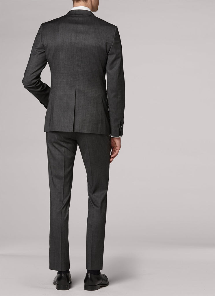 Costume En Faux Uni De Laine Vierge Grise - Gris Cendre, Faux Uni - De Fursac - The Bradery