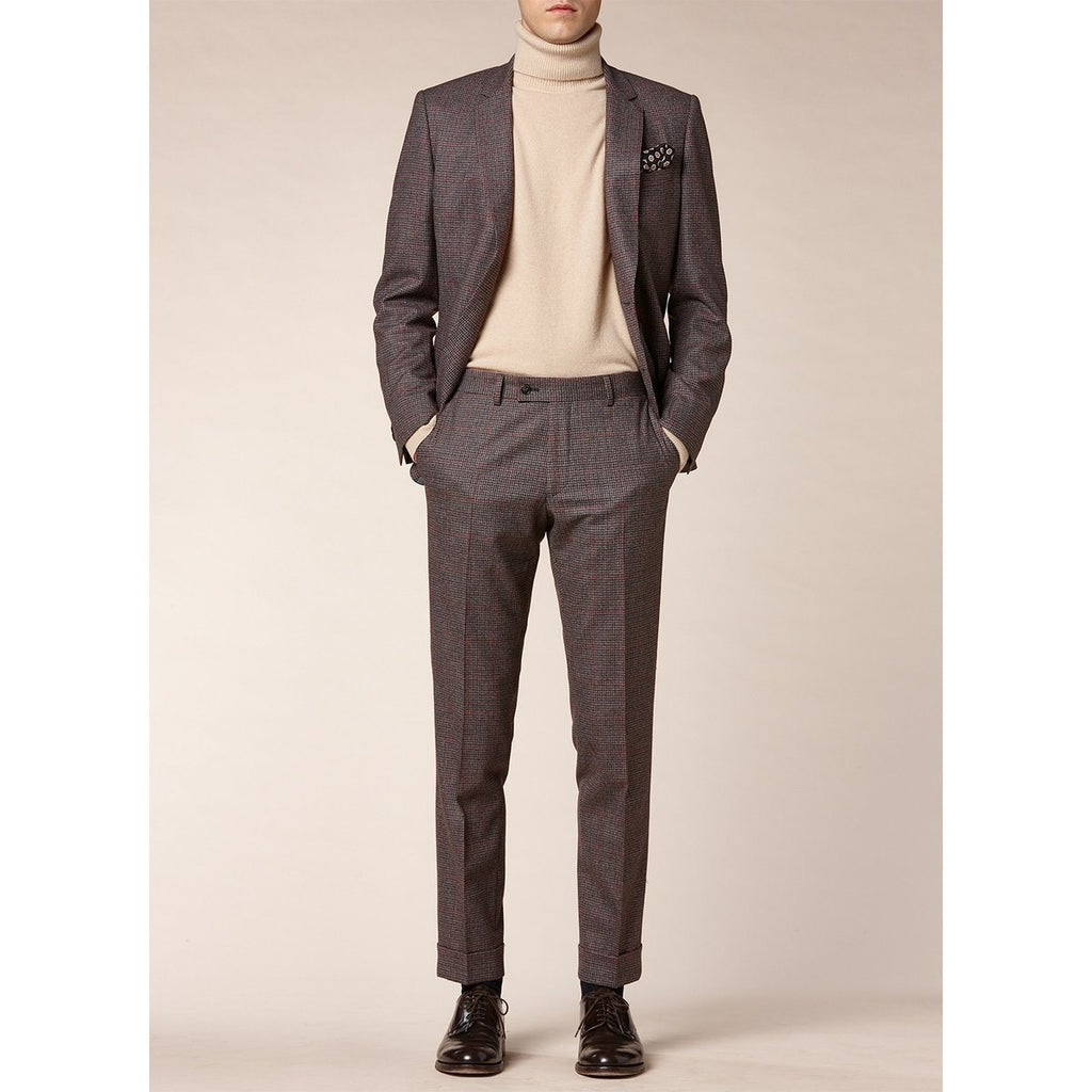 Costume Slim Fit - Taupe, Motif Pied-De-Poule - De Fursac - The Bradery