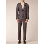 Costume Slim Fit - Taupe, Motif Pied-De-Poule - De Fursac - The Bradery