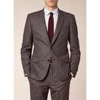 Costume Slim Fit - Taupe, Motif Pied-De-Poule - De Fursac - The Bradery