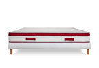 Castelnaud - Ensemble Matelas + Sommier - Blanc/Bordeaux