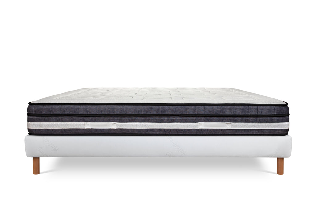 Chinon - Ensemble Matelas + Sommier - Blanc/Gris