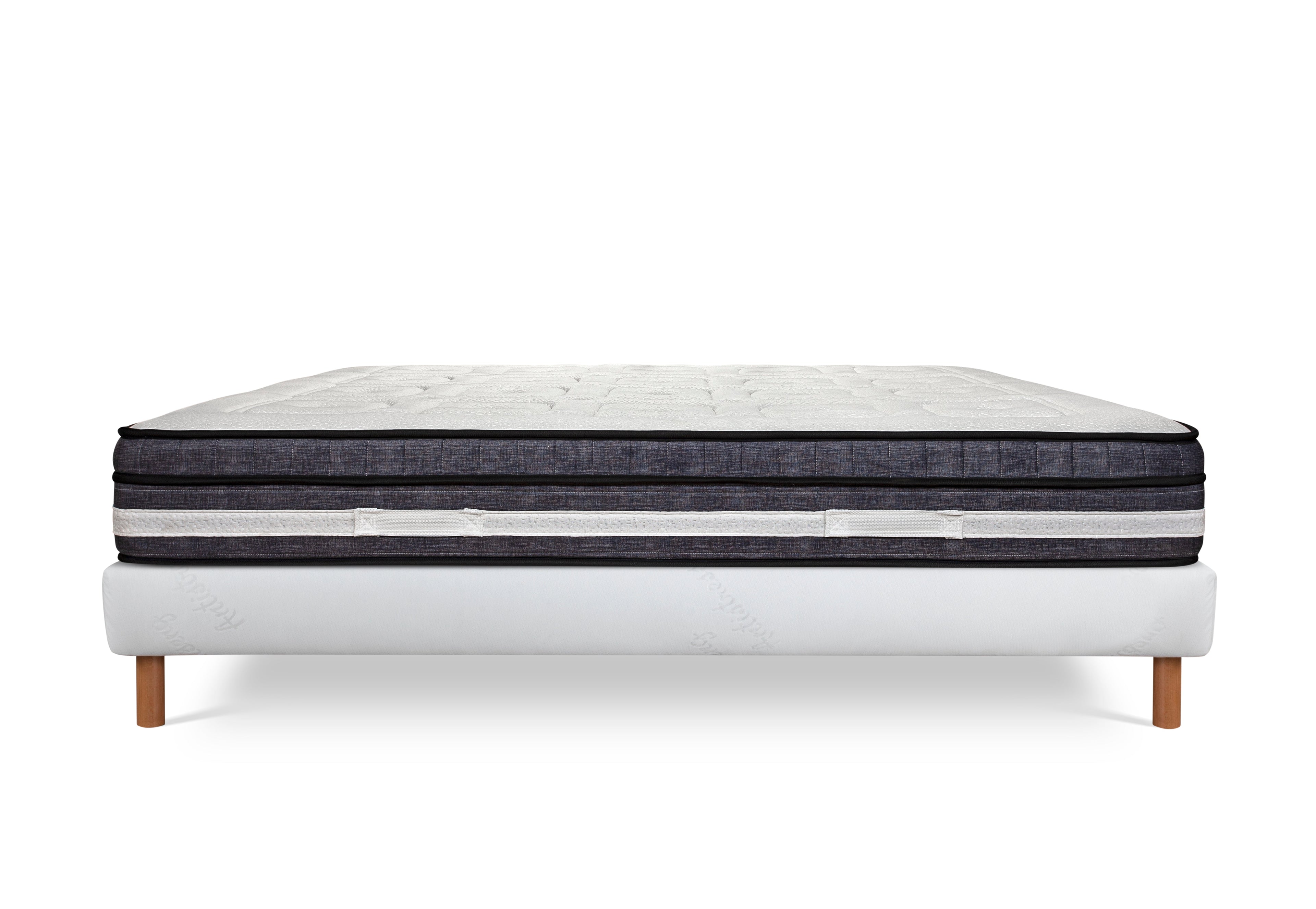 Chinon - Ensemble Matelas + Sommier - Blanc/Gris