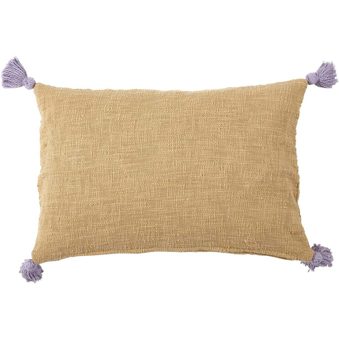 coussin-beige-pompon-violet