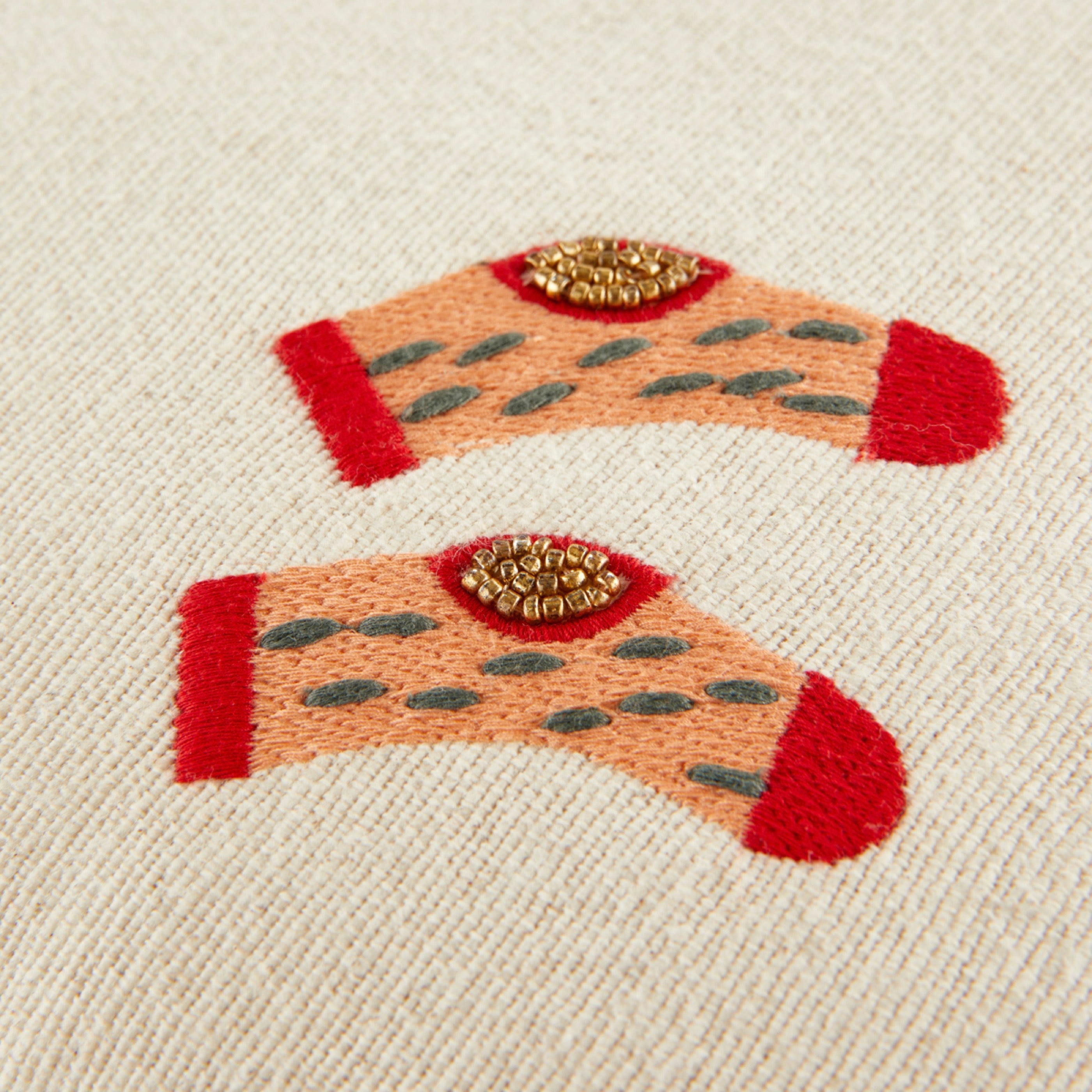 Coussin Brooke - Ecru/Rouge