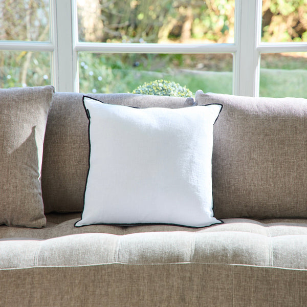 Coussin Brunelle - 100% Lin Lavé - Blanc