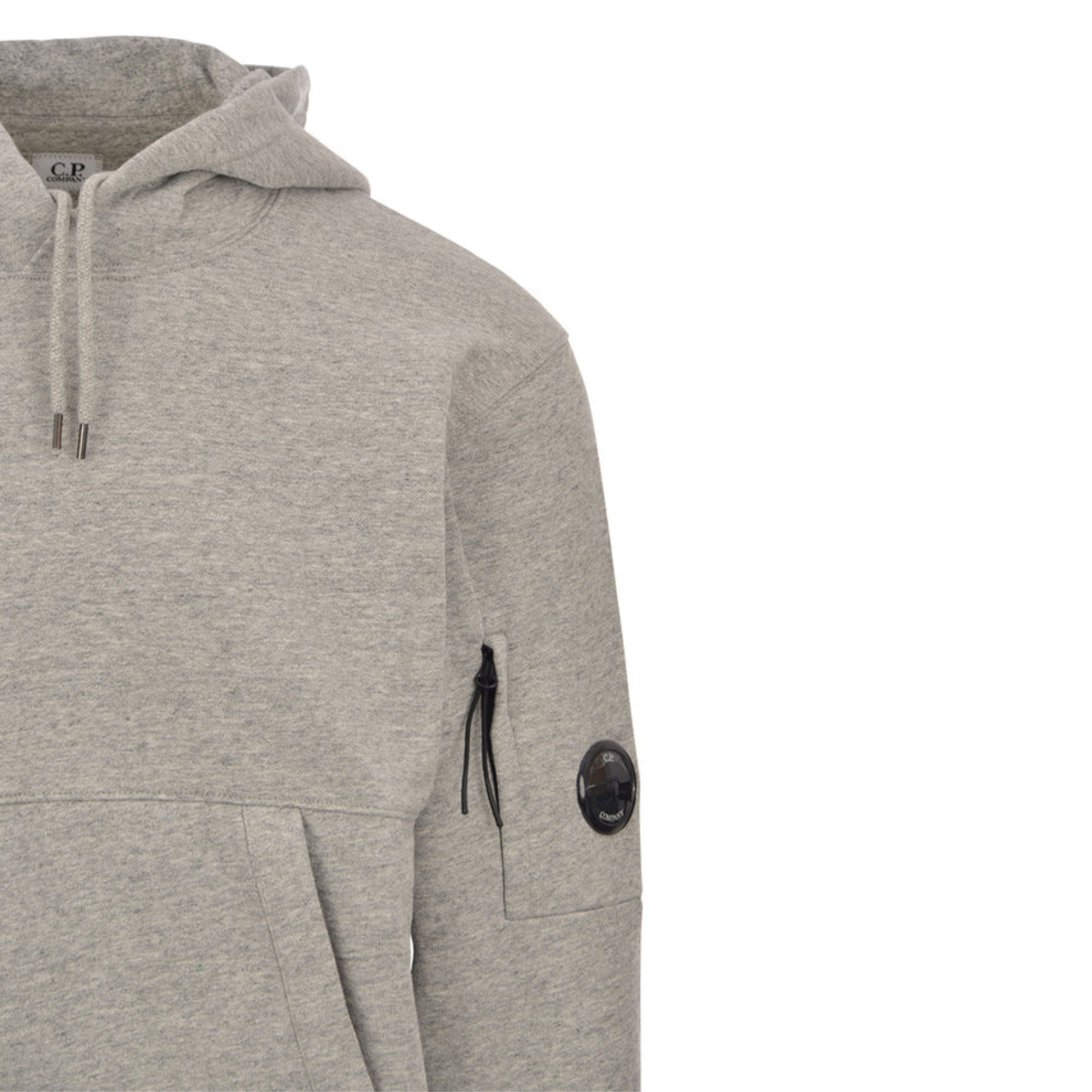 CP Company - Sweat À Capuche Diagonal Fleece Lens – Gris Chiné