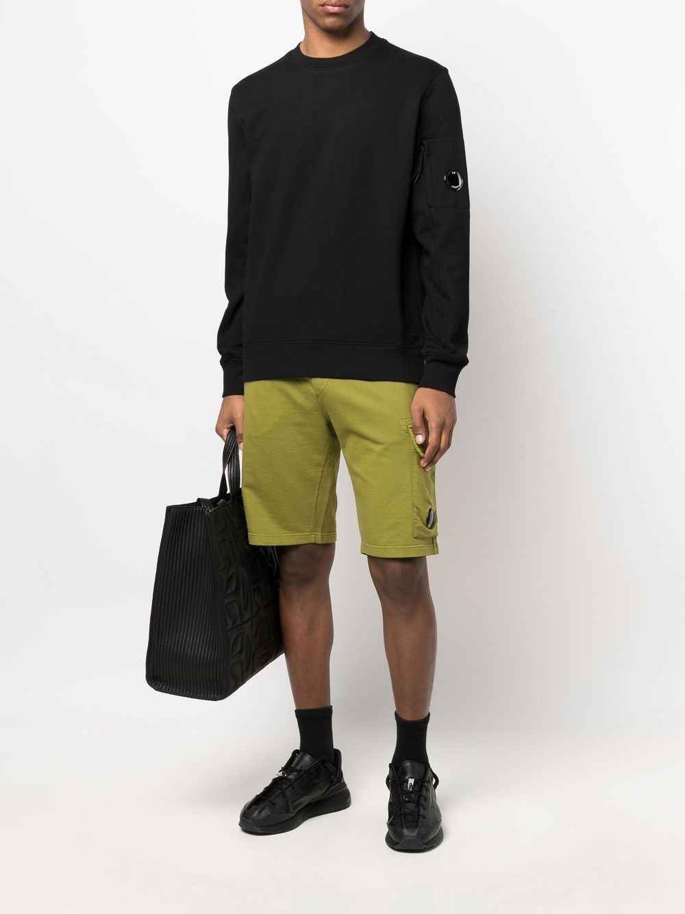 CP Company - Sweatshirt Col Rond Diagonal Raised Fleece – Noir