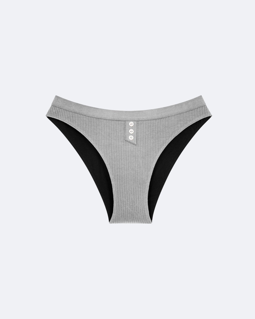 Culotte Menstruelle Côtelée Gris Chiné