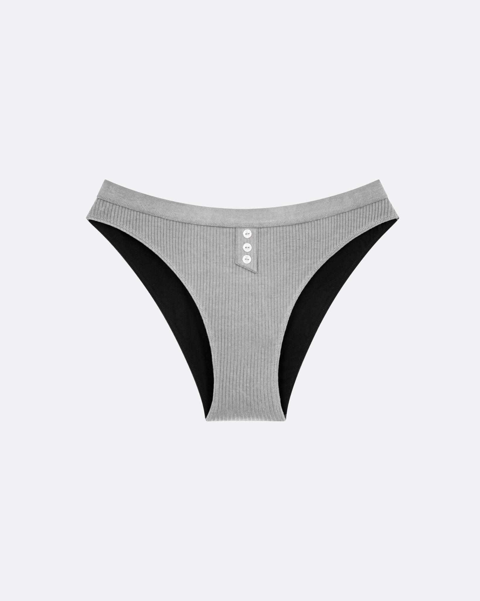 Culotte Menstruelle Côtelée Gris Chiné