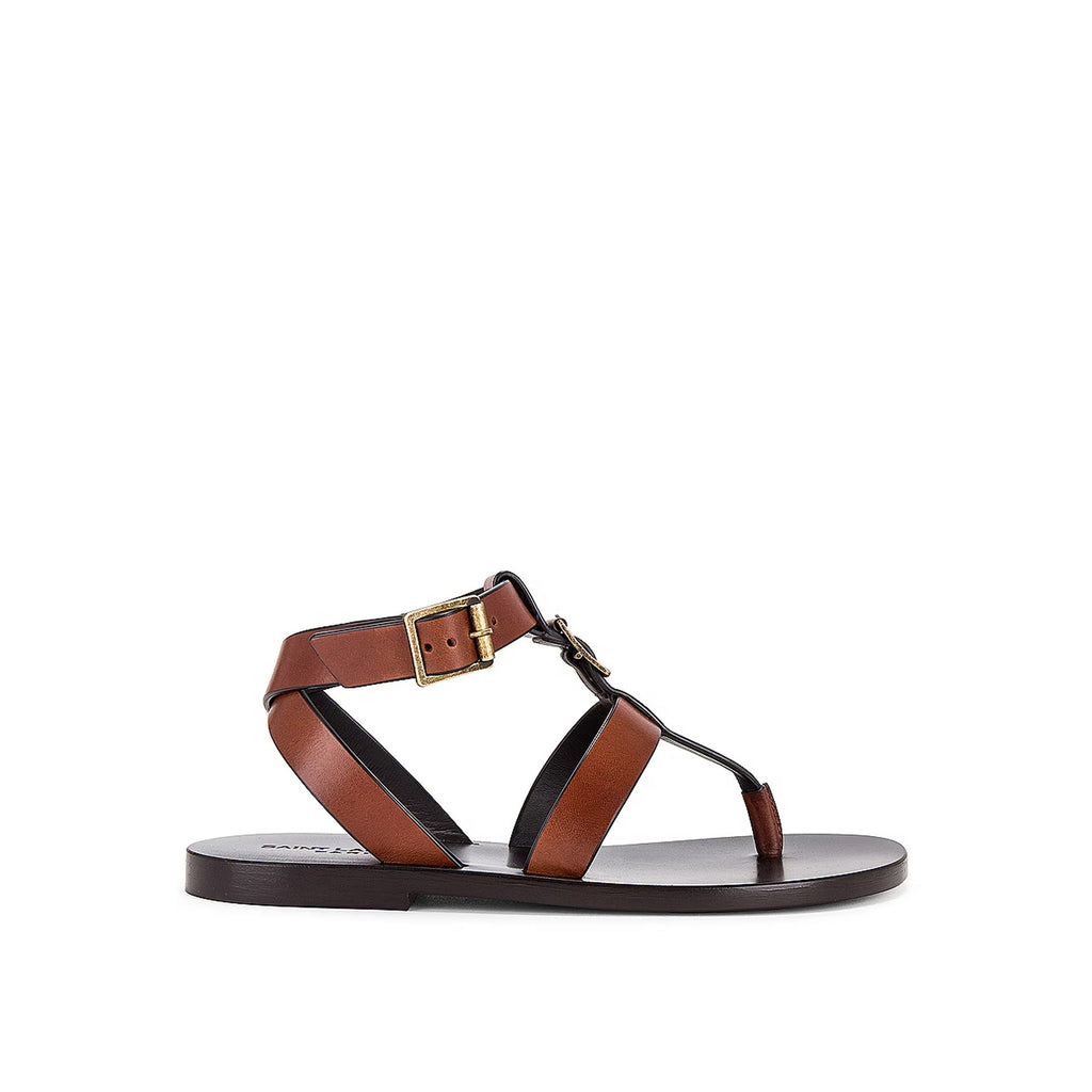 Sandales Saint Laurent Hardy Leather - Brown - Femme