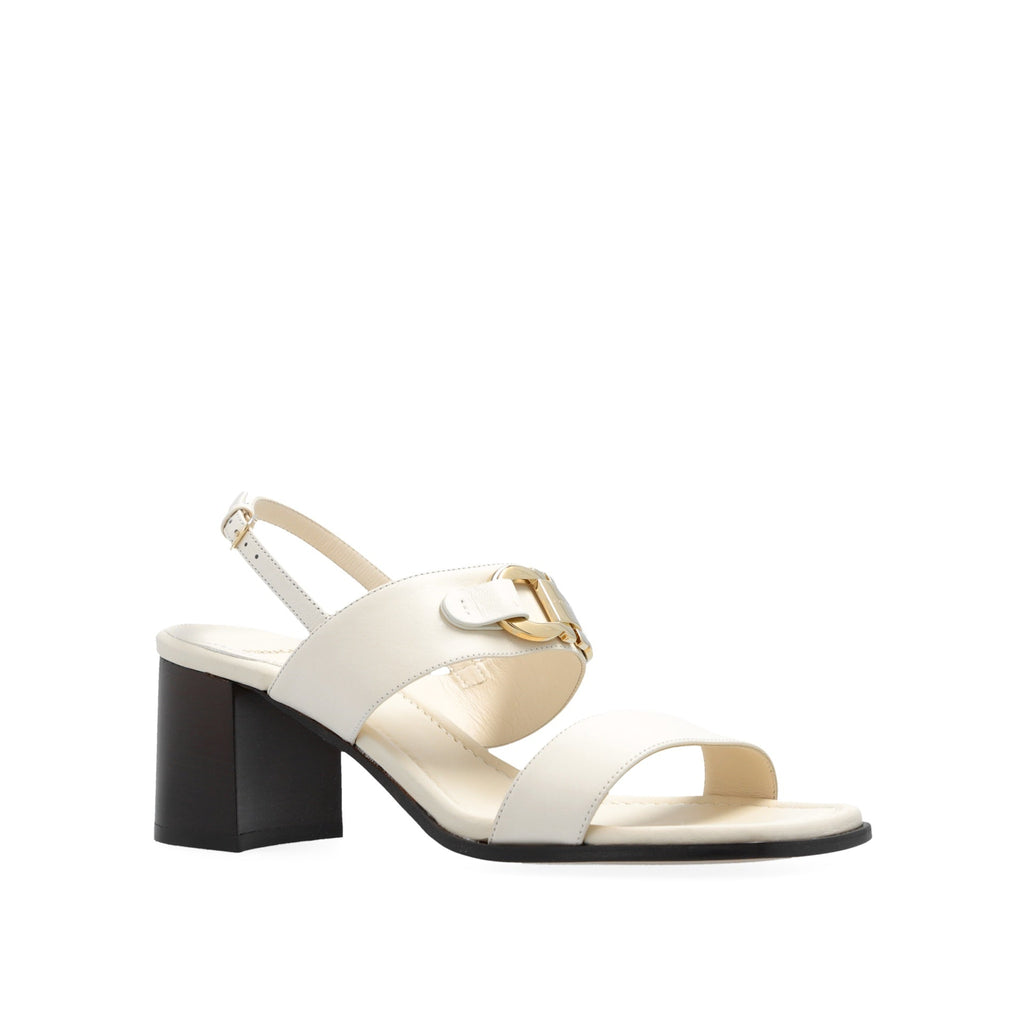 Sandales Salvatore Ferragamo Lou Leather - Cream - Femme