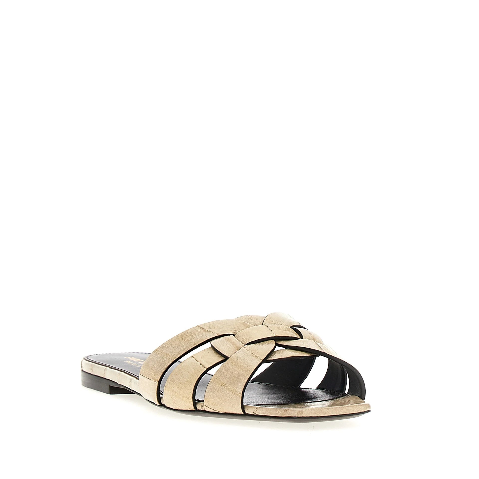 Sandales Saint Laurent Tribute Eel Leather - Beige - Femme