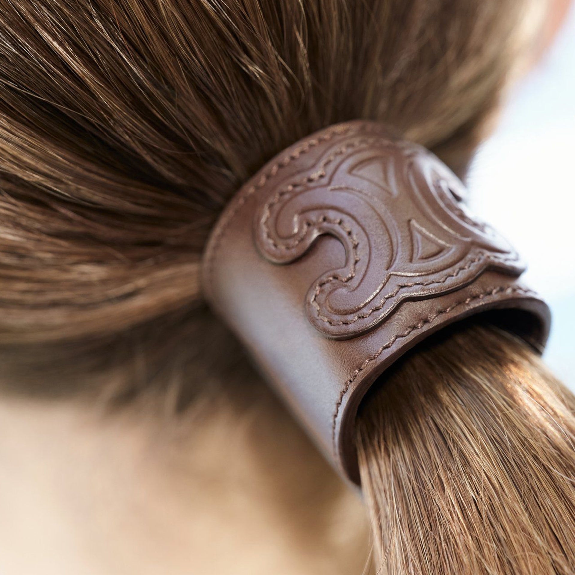 Celine - Pince À Cheveux Leather - Femme - Brown