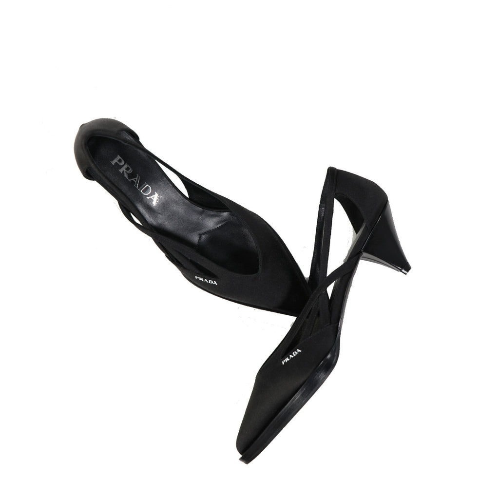 Escarpins - Prada 55Mm Cut-Out Satin - Black