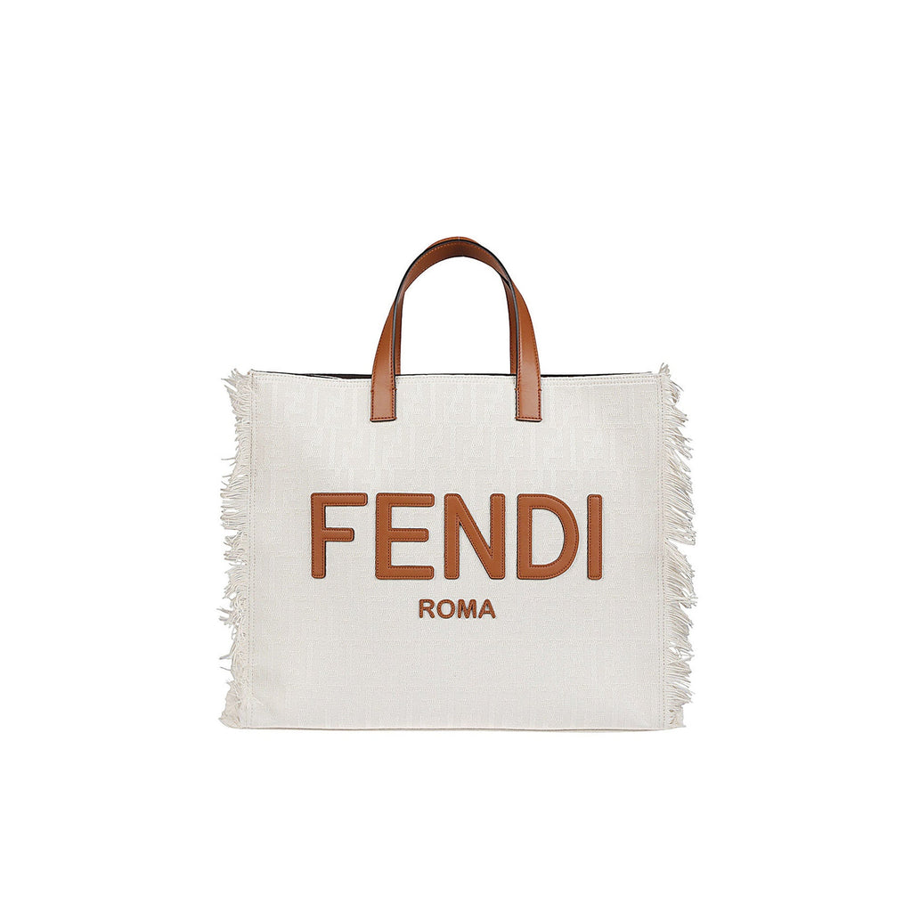 Fendi Ff Shopper Bag - Beige - Femme