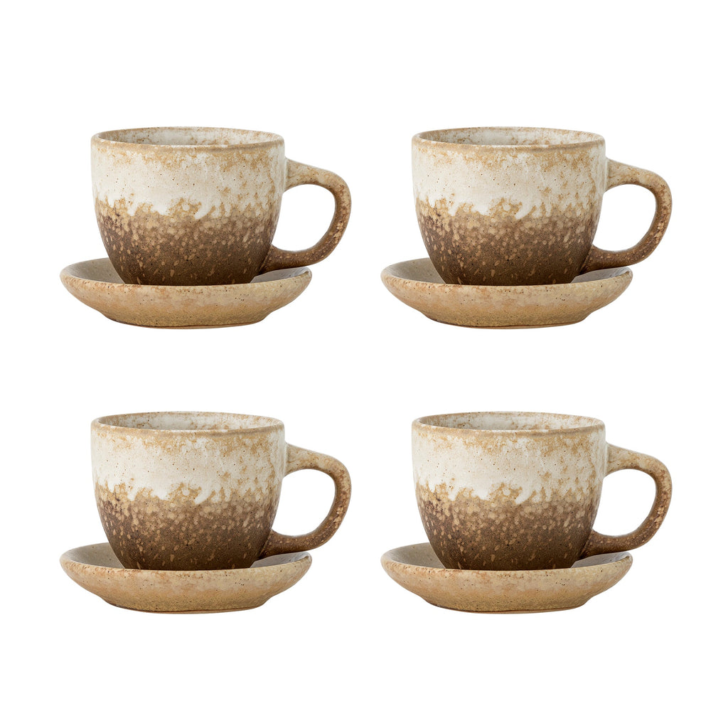 Brenta - Tasse Avec Soucoupe - Naturel - Grès