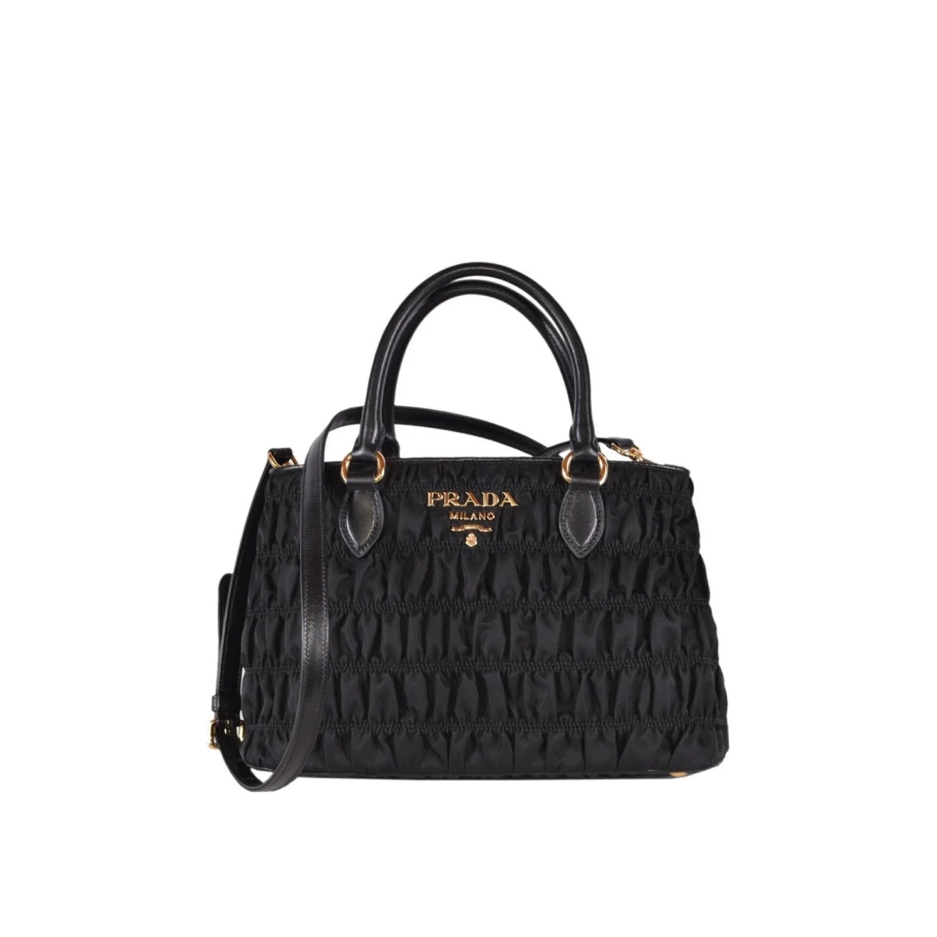 Prada - Sac À Main Gaufre Nylon - Femme - Black