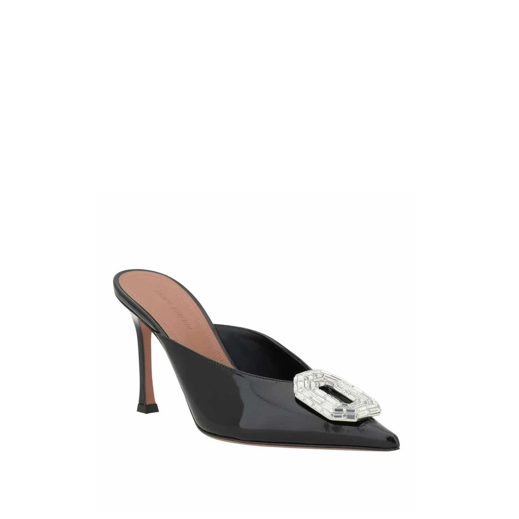 Mules - Amina Muaddi Camelia Patent 90 - Black